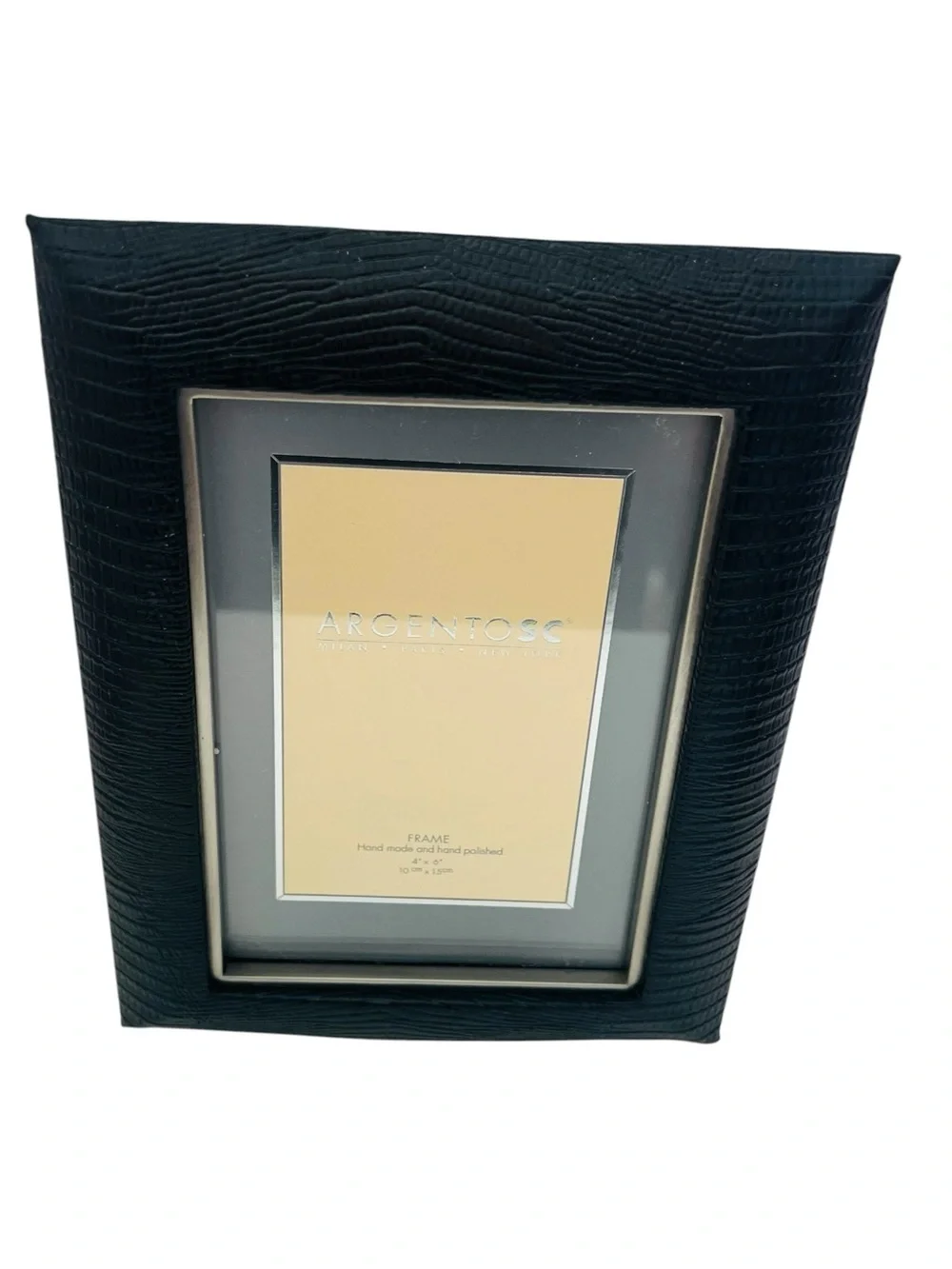 Vintage Argento SC Black Lizard Textured Photo Frame